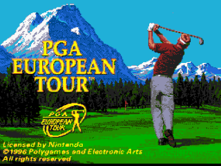 PGA European Tour title screen for Super Nintendo